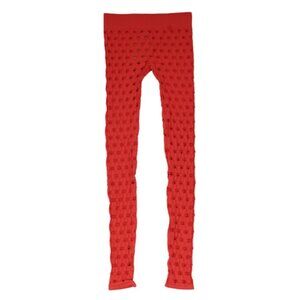 Maisie Wilen Womens Perforated Leggings One Size Red Coral Nylon Spandex